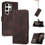 For Samsung Galaxy S25 Ultra 5G Cubic Skin Feel Flip Leather Phone Case(Brown)