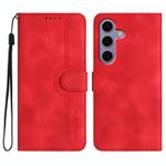 For Samsung Galaxy S25 5G Heart Pattern Skin Feel Leather Phone Case(Red)