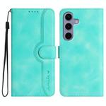 For Samsung Galaxy S25 5G Heart Pattern Skin Feel Leather Phone Case(Light Blue)