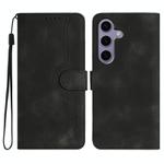 For Samsung Galaxy S25 5G Heart Pattern Skin Feel Leather Phone Case(Black)