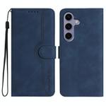 For Samsung Galaxy S25 5G Heart Pattern Skin Feel Leather Phone Case(Royal Blue)