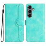 For Samsung Galaxy S25+ 5G Heart Pattern Skin Feel Leather Phone Case(Light Blue)