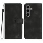 For Samsung Galaxy S25+ 5G Heart Pattern Skin Feel Leather Phone Case(Black)