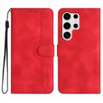 For Samsung Galaxy S25 Ultra 5G Heart Pattern Skin Feel Leather Phone Case(Red)
