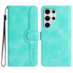 For Samsung Galaxy S25 Ultra 5G Heart Pattern Skin Feel Leather Phone Case(Light Blue)