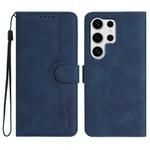 For Samsung Galaxy S25 Ultra 5G Heart Pattern Skin Feel Leather Phone Case(Royal Blue)