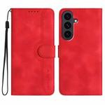 For Samsung Galaxy S25 FE 5G Heart Pattern Skin Feel Leather Phone Case(Red)