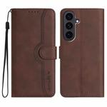 For Samsung Galaxy S25 FE 5G Heart Pattern Skin Feel Leather Phone Case(Brown)
