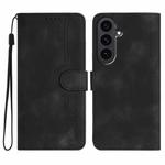 For Samsung Galaxy S25 FE 5G Heart Pattern Skin Feel Leather Phone Case(Black)