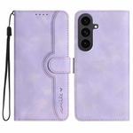 For Samsung Galaxy S25 FE 5G Heart Pattern Skin Feel Leather Phone Case(Purple)