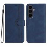 For Samsung Galaxy S25 FE 5G Heart Pattern Skin Feel Leather Phone Case(Royal Blue)