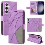 For Samsung Galaxy S25+ / S24+ 5G Dual-color Splicing Flip Leather Phone Case(Purple)