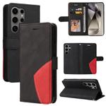 For Samsung Galaxy S25 Ultra 5G Dual-color Splicing Flip Leather Phone Case(Black)