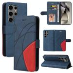 For Samsung Galaxy S25 Ultra 5G Dual-color Splicing Flip Leather Phone Case(Blue)