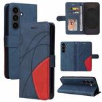 For Samsung Galaxy S25 FE 5G Dual-color Splicing Flip Leather Phone Case(Blue)