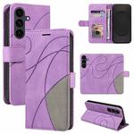 For Samsung Galaxy S25 FE 5G Dual-color Splicing Flip Leather Phone Case(Purple)