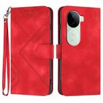 For vivo iQOO Z9s / V40e India Line Pattern Skin Feel Leather Phone Case(Red)