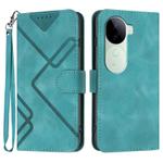 For vivo iQOO Z9s / V40e India Line Pattern Skin Feel Leather Phone Case(Light Blue)