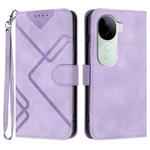 For vivo iQOO Z9s / V40e India Line Pattern Skin Feel Leather Phone Case(Light Purple)