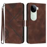 For vivo iQOO Z9s / V40e India Line Pattern Skin Feel Leather Phone Case(Coffee)