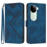 For vivo iQOO Z9s / V40e India Line Pattern Skin Feel Leather Phone Case(Royal Blue)