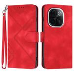 For vivo iQOO Z9s Pro / T3 Pro 5G India Line Pattern Skin Feel Leather Phone Case(Red)