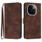 For vivo iQOO Z9s Pro / T3 Pro 5G India Line Pattern Skin Feel Leather Phone Case(Coffee)