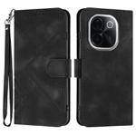 For vivo iQOO Z9s Pro / T3 Pro 5G India Line Pattern Skin Feel Leather Phone Case(Black)