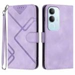 For vivo Y19s Global Line Pattern Skin Feel Leather Phone Case(Light Purple)