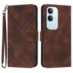 For vivo Y19s Global Line Pattern Skin Feel Leather Phone Case(Coffee)