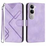 For vivo Y300 / vivo V40 Lite 4G / 5G IDN Line Pattern Skin Feel Leather Phone Case(Light Purple)