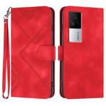 For vivo iQOO 7 India / iQOO Neo5 Line Pattern Skin Feel Leather Phone Case(Red)