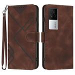 For vivo iQOO 7 India / iQOO Neo5 Line Pattern Skin Feel Leather Phone Case(Coffee)