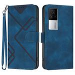 For vivo iQOO 7 India / iQOO Neo5 Line Pattern Skin Feel Leather Phone Case(Royal Blue)