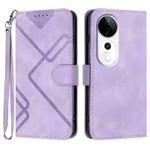 For vivo S19 Pro Line Pattern Skin Feel Leather Phone Case(Light Purple)