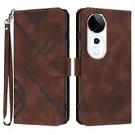 For vivo S19 Pro Line Pattern Skin Feel Leather Phone Case(Coffee)
