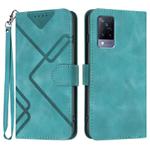 For vivo V21 4G / 5G / V21s Line Pattern Skin Feel Leather Phone Case(Light Blue)