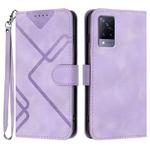 For vivo V21 4G / 5G / V21s Line Pattern Skin Feel Leather Phone Case(Light Purple)