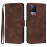 For vivo V21 4G / 5G / V21s Line Pattern Skin Feel Leather Phone Case(Coffee)