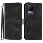 For vivo V21 4G / 5G / V21s Line Pattern Skin Feel Leather Phone Case(Black)