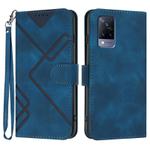 For vivo V21 4G / 5G / V21s Line Pattern Skin Feel Leather Phone Case(Royal Blue)