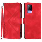 For vivo V21e 4G / Y73 2021 Line Pattern Skin Feel Leather Phone Case(Red)