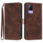 For vivo V21e 4G / Y73 2021 Line Pattern Skin Feel Leather Phone Case(Coffee)