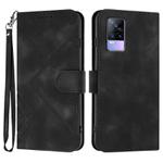For vivo V21e 4G / Y73 2021 Line Pattern Skin Feel Leather Phone Case(Black)