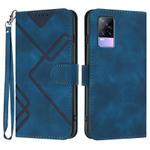 For vivo V21e 4G / Y73 2021 Line Pattern Skin Feel Leather Phone Case(Royal Blue)