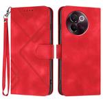 For vivo V30e Line Pattern Skin Feel Leather Phone Case(Red)