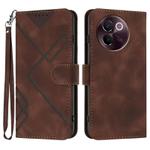 For vivo V30e Line Pattern Skin Feel Leather Phone Case(Coffee)