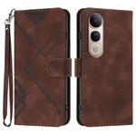 For vivo V50 Lite 4G / 5G Line Pattern Skin Feel Leather Phone Case(Coffee)