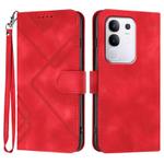 For vivo Y29 4G Line Pattern Skin Feel Leather Phone Case(Red)