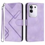 For vivo Y29 4G Line Pattern Skin Feel Leather Phone Case(Light Purple)